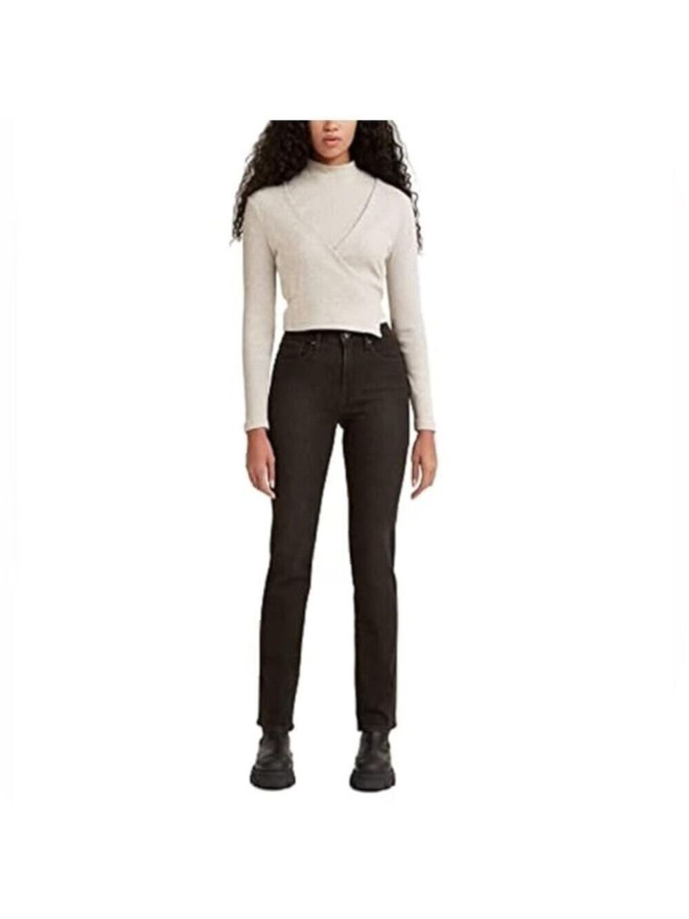 Levis 724 High Rise Straight Jeans in Black Sesame Womens Sz 29